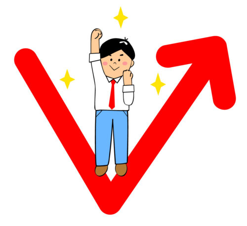 businessman-raising-his-fist-on-a-red-arrow-representing-recovery-from-negative-motivation