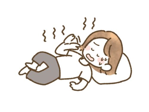 illustration-of-a-woman-sweating-and-feeling-uncomfortable-in-bed-due-to-summer-heat-and-humidity